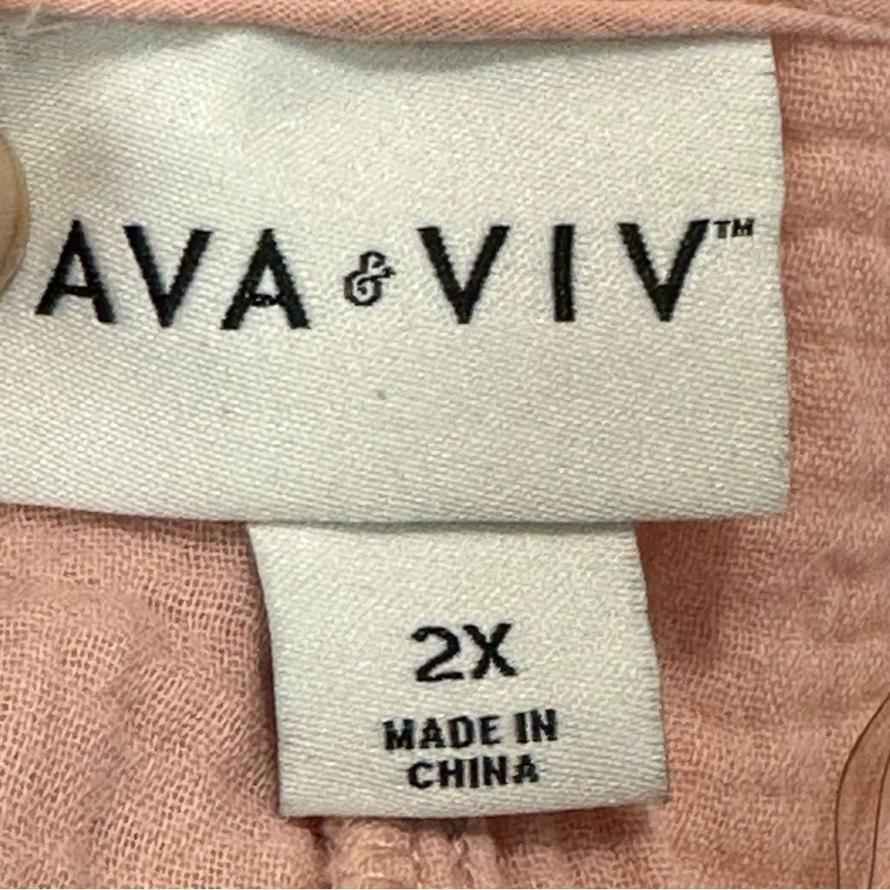 Ava & Viv Women Pink Crepe Long Sleeve Blouse V Neck Wrap Stretch Waist … - Picture 7 of 12